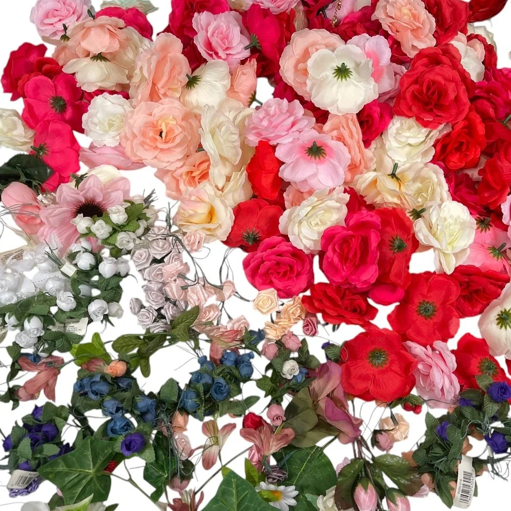 LAREGE Multicolor Artificial Flower Lot Blooms Faux‎ Roses Craft Decor Boho